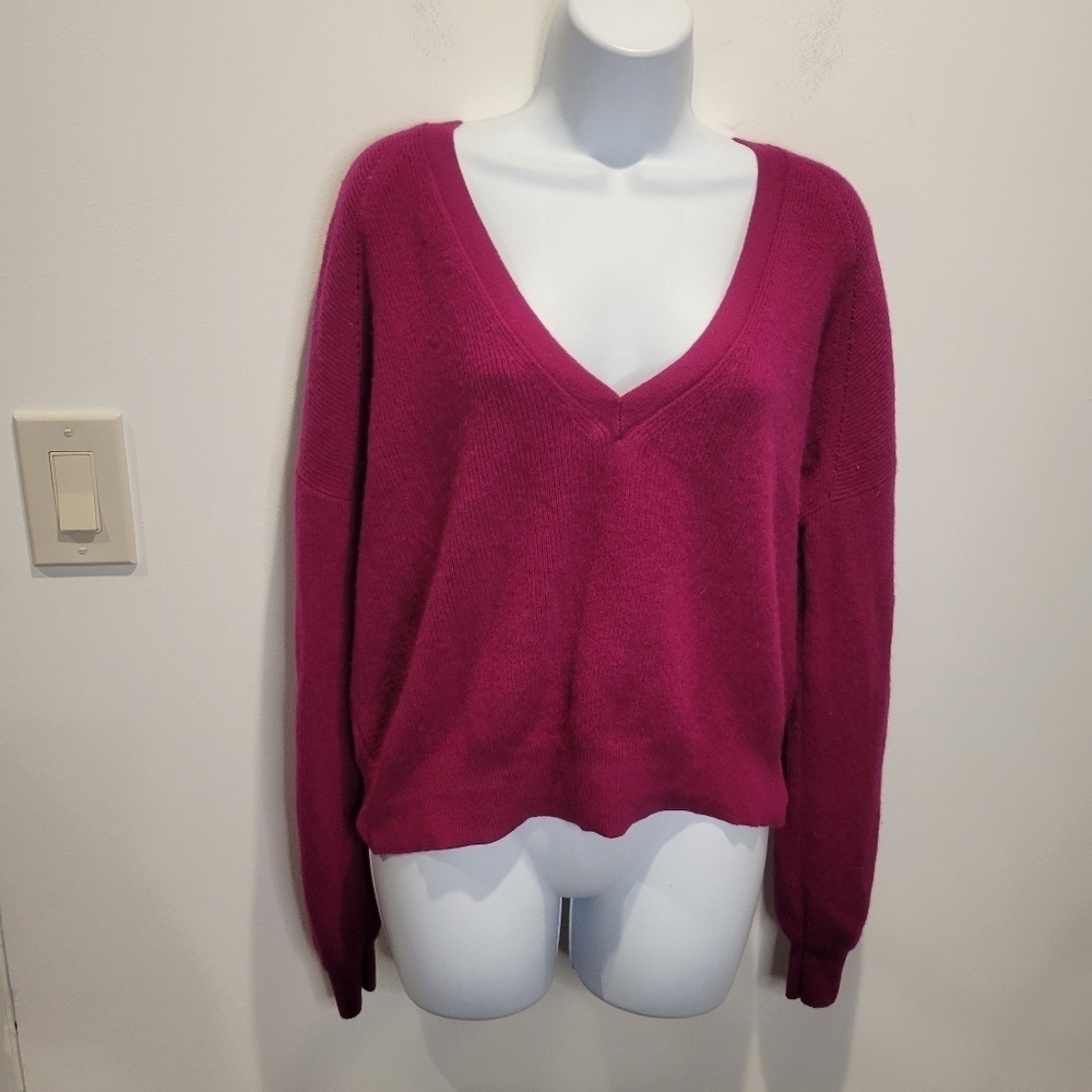 Ba&sh size 2 us size m ezio contemporary pink wool jumper vneck sweater